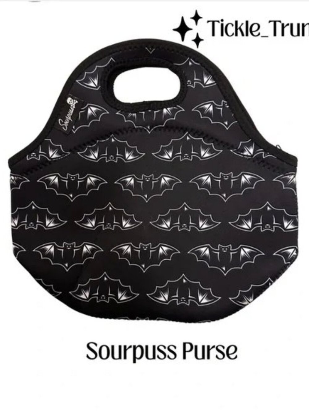 Sourpuss Black and White Bat Design Purse